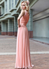 Rose touristes a plaidé Applique étage longueur robe du soir