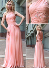 Rose touristes a plaidé Applique étage longueur robe du soir