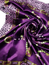 Purple Leopard Chain Printing Satin Women's Square Scarf
