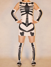White Human Skeleton Lycra Spandex Women's Catsuit