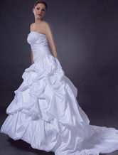 Style Ball Gown Strapless Beaded Applique Taffeta Wedding Dress
