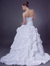 Style Ball Gown Strapless Beaded Applique Taffeta Wedding Dress