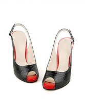 Chaussures de mode noires avec sangle en arrière en PU à bout ouvert à talon haut
