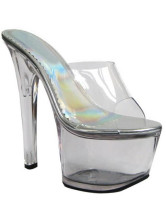 Sandales sexy transparentes en PU glacé et PVC transparent aux talons hauts