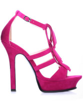 Attractive 4 7/10'' High Heel Fuchsia Suede Fashion Sandals