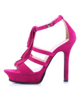 Attractive 4 10.7  '' haut talon Sandales Fuchsia Suede Mode