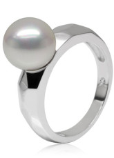 Attractive White 18K White Gold 9.5-10 mm Round Southsea Pearl Womens Ring