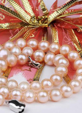 Belle d'eau douce roses AA 42cm collier de perles pour Femme