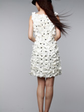 Belle cou blanc ronde en mousseline de soie robe en soie