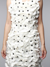 Belle cou blanc ronde en mousseline de soie robe en soie