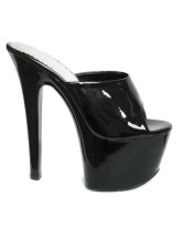 Sandales sexy noires en PVC et PU glacés aux talons hauts