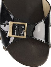 Sandales plates confortables en noir d'orteil ouvert à talons hauts avec plate-forme en cuir 