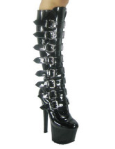 Cool Fantastic Black 4 7/10'' Knee High PU Sexy Shoes
