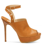 Chaussures en jaune d'orteil aigu et à talons hauts avec plate-forme en cuir de bœuf avec courroie de cheville 