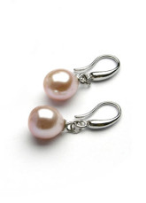 Cute Pink Argent 925 d'eau douce 6-7mm Boucles d'oreilles Goutte d'Eau Pearl Femmes