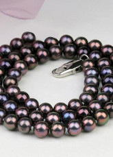 Elegant Black Round 42cm Freshwater Pearl Necklace For Women