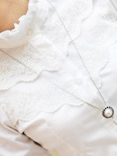 Blouse Chemise Lacet Satin Manches Longues Col Dressé Blanche Elégante 