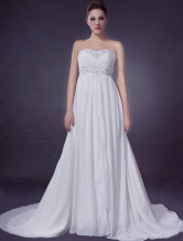 Euro Style Ivory Empire Waist Sweetheart Beading Chiffon Wedding Gown