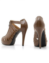 Fabulous 4 1 / 10  '' High Heel Brown Sandales Fashion PU
