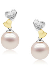 Fabulous rose en or blanc 14k de 9 à 9,5 mm ronde Boucles d'oreilles perles d'eau douce Femmes