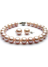 Fashionable Pink Freshwater Pearl Bracelet S925 Earring Studs Sets