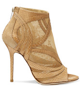 Gorgeous Apricot 4'' High Heel Hollow Out Snake Pattern Sheepskin Fashion Short Boots