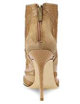 Gorgeous Apricot 4'' High Heel Hollow Out Snake Pattern Sheepskin Fashion Short Boots