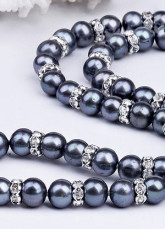 Grand Collier Black Pearl 42cm d'eau douce pour les femmes