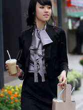 Professions Ruffle Gray collier shirt manches longues en soie 100%