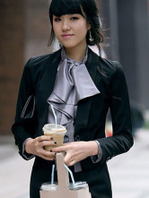 Professions Ruffle Gray collier shirt manches longues en soie 100%
