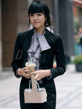 Professions Ruffle Gray collier shirt manches longues en soie 100%