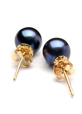 Ronde Akoya Black or 14K 6-6.5mm Perle Boucles d'oreilles Femme