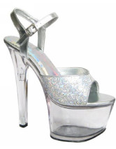 Sandales sexy argentées  en PU glacé aux talons hauts