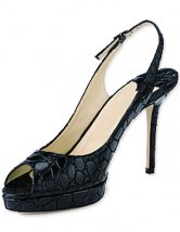 Chaussures en noir unique d'orteil aigu et à talons hauts avec plate-forme en PU