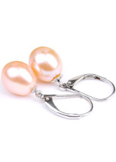 Goutte d'Eau Rose Argent 925 9-10mm Boucles d'oreilles perles d'eau douce AA pour les femmes