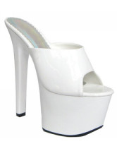 Sandales sexy blanches en PVC et PU glacés aux talons hauts