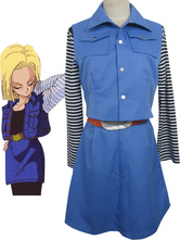 Dragon Ball Android 18 Uniform Cloth Combined Leather Cosplay Costume