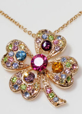 Quatre Gold Leaf Clover Crystal Swarovski Collier plaqué