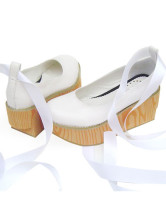 Lovely White 23 / 4  '' haut talon 2  '' Plate-forme ronde Chaussures Pieds PU Lolita