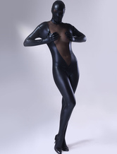 Marvellous Black Shiny Metallic Lycra Female Zentai Suit