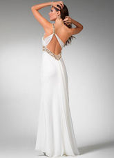 Robe de bal en sexy blanc d'épaule single en satin et mousseline de soie avec ruban 