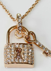 Coeur Swarovski Crystal Love Lock collier plaqué or