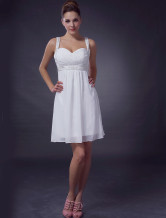 Robe de cocktail blanche en mousseline de soie et satin avec dentelle 