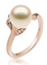 18K Rose Gold Pink Freshwater Pearl Ring For Women