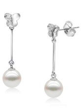 18K plaqué or blanc impeccable blanc Boucles d'oreille perles d'eau douce