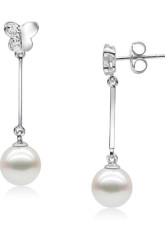 18K plaqué or blanc impeccable blanc Boucles d'oreille perles d'eau douce