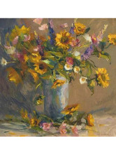 Peintures à L'huile Canevas Fleurs Vives 60*60 cm