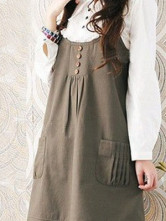 Army Green100% Cotton Spaghetti Strap Maternity Dress