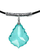 Acid Blue Attractive Barlow Leaf 925 Collier Swarovski Crystal Silver pour les femmes