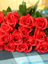 Attrayant Rouge Rose unique fleurs en soie